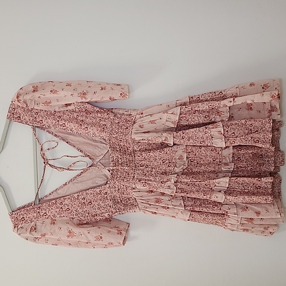 American EAGLE Y2K Baby Doll Ruffled  Floral Pink Dress Size Small - Picture 8 of 16